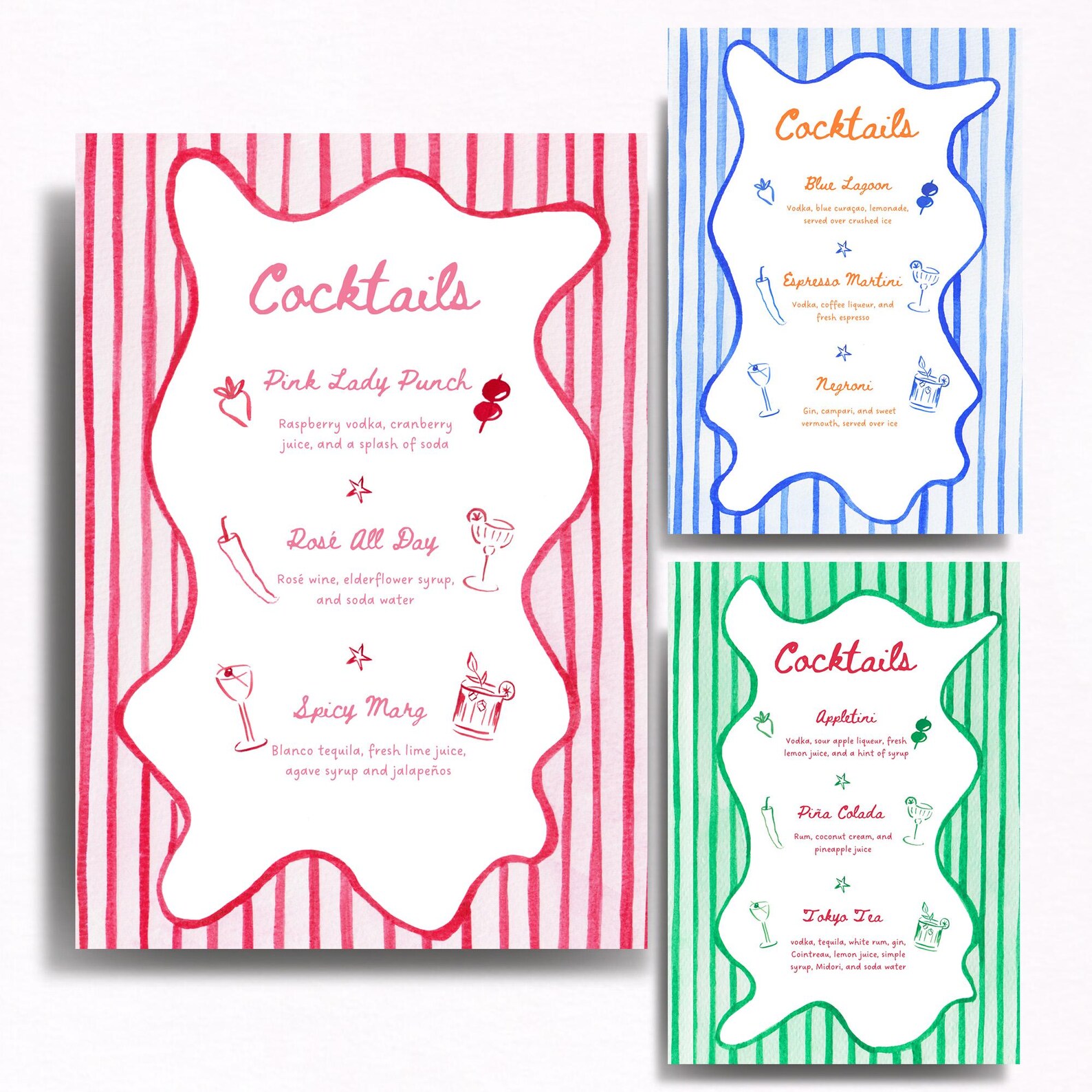 Editable Cocktail Menu Template – Wedding Bar Sign, A6 (canva Template ...