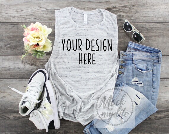 Bella Canvas 8803 White Marble Muscle Tank Mockup Bella Canvas 8803 White Marble Muscle Tank Mockup