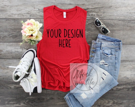Bella Canvas 8803 Red Muscle Tank Mockup Tank Bella Canvas 8803 Red Muscle Tank Mockup Tank