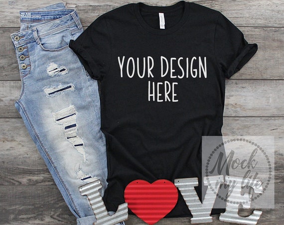 Download Free Black Bella Canvas 3001 Valentines Day Flat Lay Mock ...
