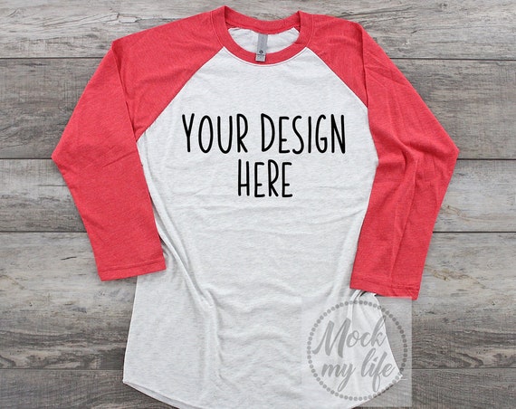 Next Level 6051 Red Raglan Flat Lay Mockup