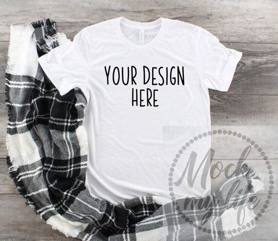 White Bella Canvas 3001 Flat Lay Mockup White White Bella Canvas 3001 Flat Lay Mockup White