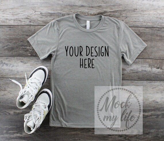 Stone Bella Canvas Styled Flat Lay Mockup Stone