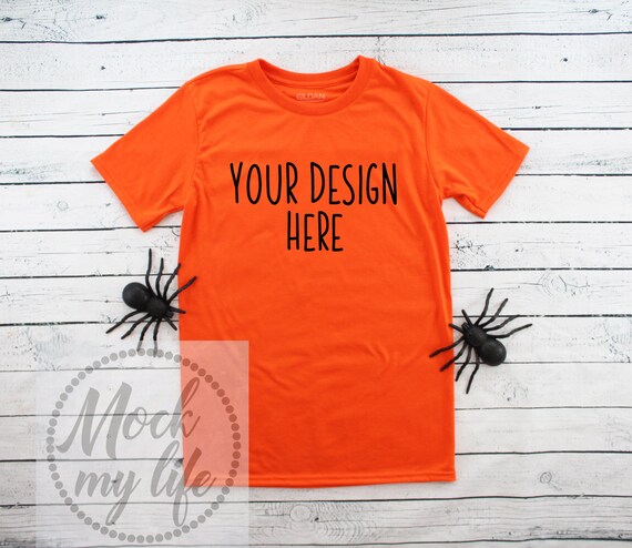 Orange Gildan 42000 Halloween Flat Lay Mockup Men