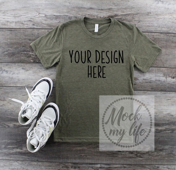 Olive Bella Canvas 3880 Styled Flat Lay Mockup