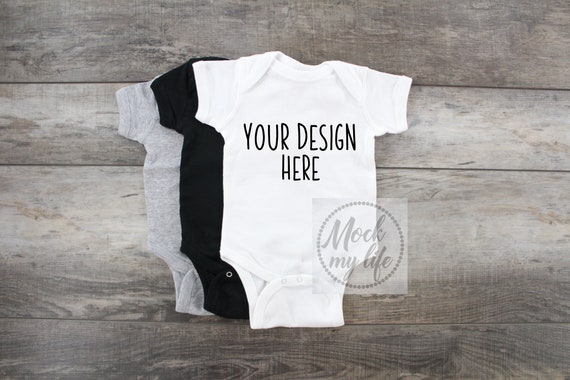 Rabbit Skins 4400 Bodysuit Set Flat Lay Mockup Rabbit Skins 4400 Bodysuit Set Flat Lay Mockup