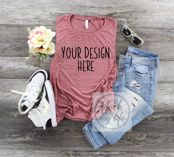 Bella Canvas 8803 Mauve Marble Muscle Tank Mockup