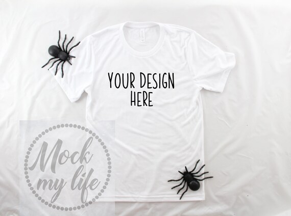 Bella Canvas 3001 White Mockup Halloween Flat Lay Styled