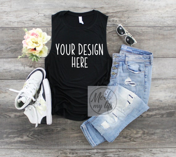 Bella Canvas 8803 Black Muscle Tank Mockup Tank