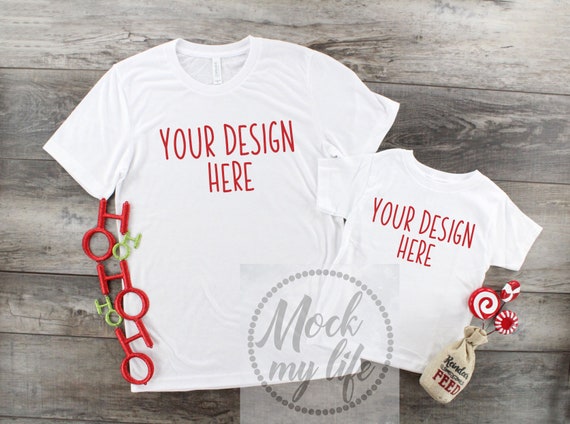 White Bella Canvas Christmas Flat Lay Mockup Matching