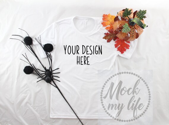 White Bella 3001 Mockup Fall Flat Lay Halloween Flat
