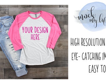 pink and white raglan shirt