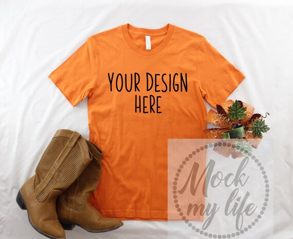 Burnt Orange Bella Canvas 3001 Fall Flat Lay Mockup Fall Mock Etsy