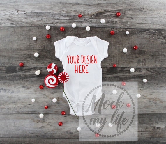 White Rabbit Skins 4400 Christmas Flat Lay Mockup Bodysuit Etsy