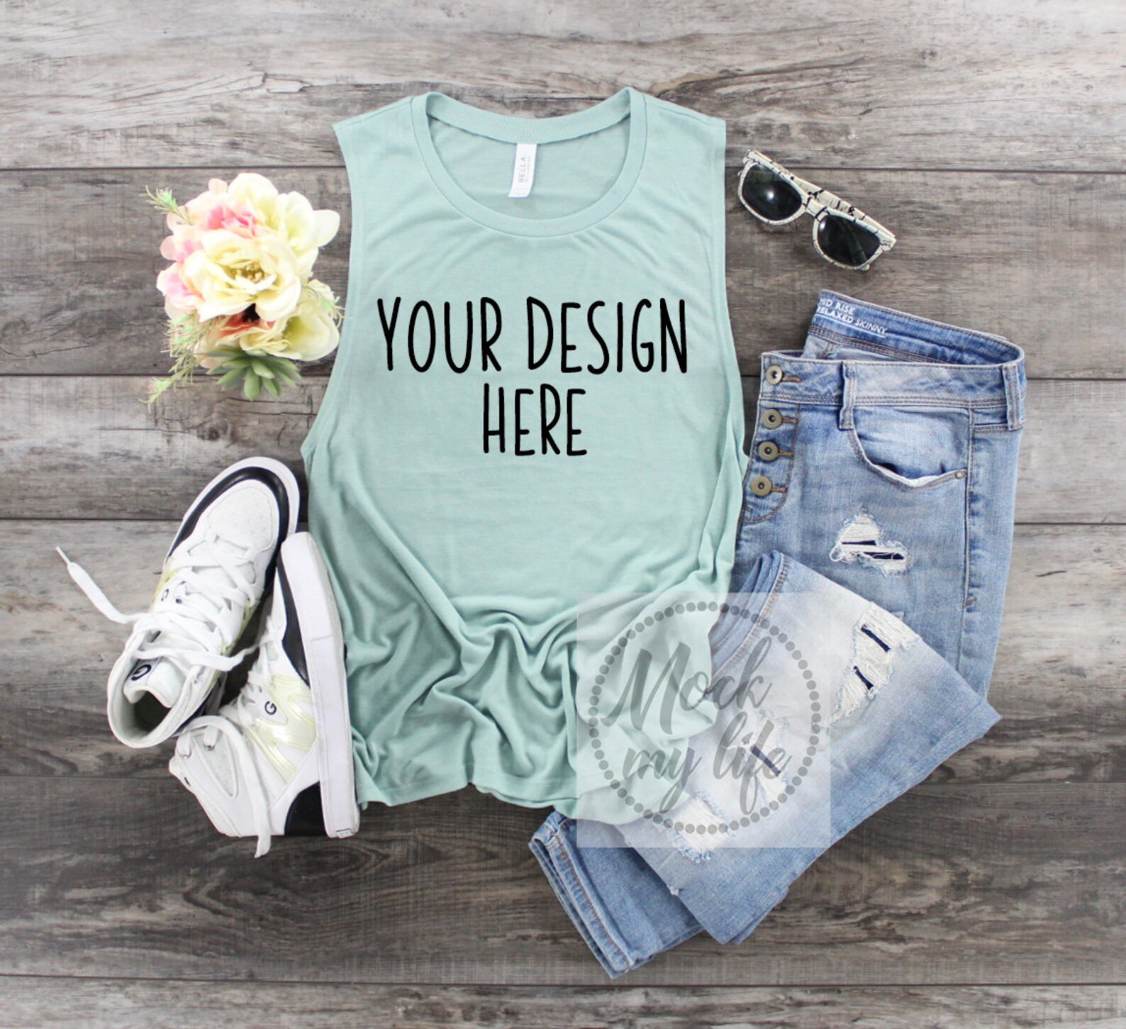 Download Bella Canvas 8803 Dusty Blue Muscle Tank Mockup / Tank ...