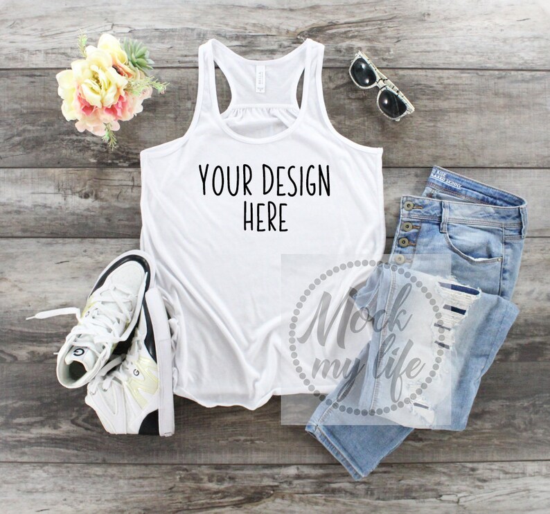 Download White Bella Canvas 8800 Styled Flat Lay Mockup / White Tank | Etsy