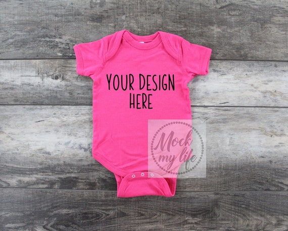 Hot Pink Rabbit Skins 4400 Mockup Bodysuit Mockup Bodysuit Etsy