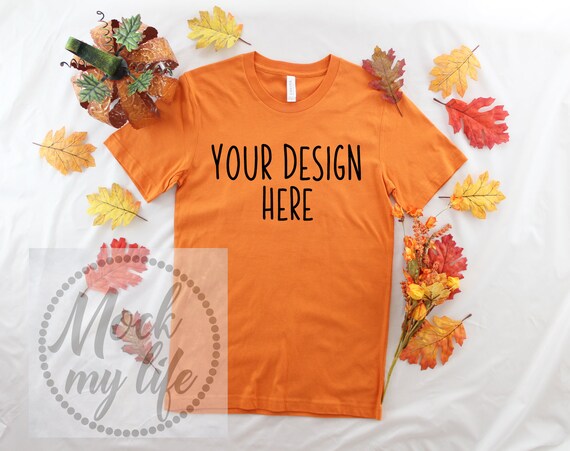 Burnt Orange Bella Canvas 3001 Fall Flat Lay Mockup Fall Mock Etsy