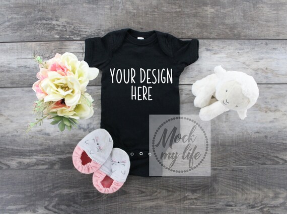 Black Rabbit Skins 4400 Mockup Bodysuit Mockup Bodysuit Flat Etsy