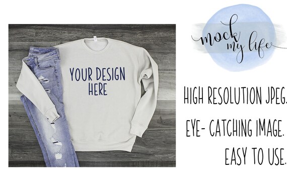 Bella Canvas Mockup Heather Dust Bella Canvas 3945 Mock Etsy