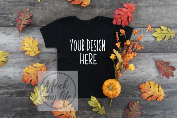 Black Bella Canvas 3001y Fall Flat Lay Mockup Fall Mock Up Etsy