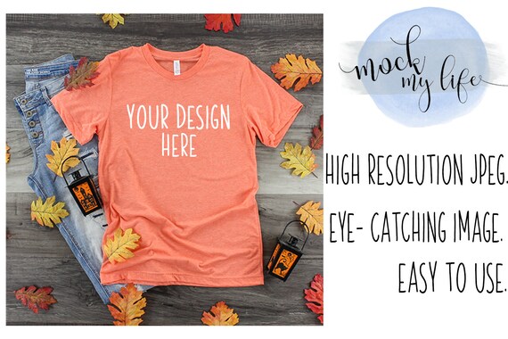 Bella Canvas Mockup Orange Bella Canvas 3413 Halloween Etsy