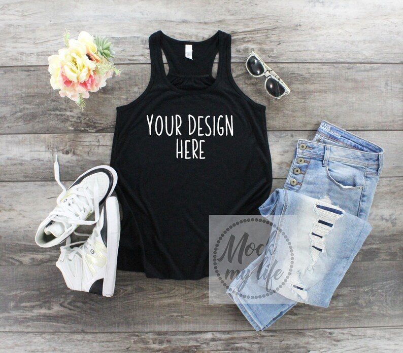 Download Black Bella Canvas 8800 Styled Flat Lay Mockup / Black Tank | Etsy