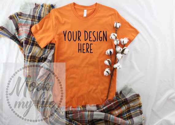 Download Bella Canvas 3001 Burnt Orange Mockup Unisex T Shirt Fall Lifestyle Mock Up Thanksgiving Flat Lay Orange Shirt Styled Mockup Art Collectibles Photography Delage Com Br