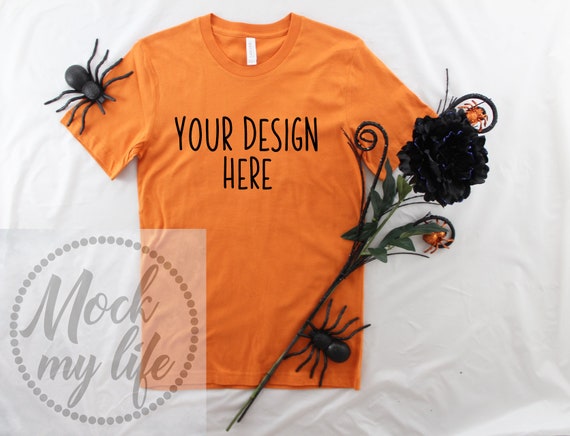 Burnt Orange Bella Canvas 3001 Styled Flat Lay Mockup Orange Etsy