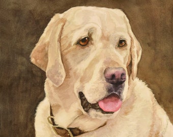 Yellow Lab Watercolor Portrait: Labrador Retriever Art Print