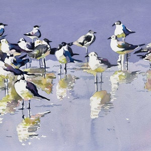 Seagull Watercolor Painting: Beach Birds Art Print