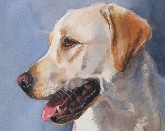 Yellow Lab painting, Yellow Lab Watercolor, Dog Portrait, Painting of Yellow Labrador Retriever