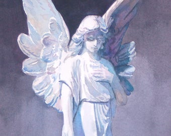 Angel Painting, angel statue, Painting of Angel, watercolor angel, angel art