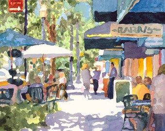 Winter Park Florida Art Print, Park Avenue Watercolor, Oak Tree Wall Art, Florida Street Scene, Southern Landscape Painting, Giclée Print