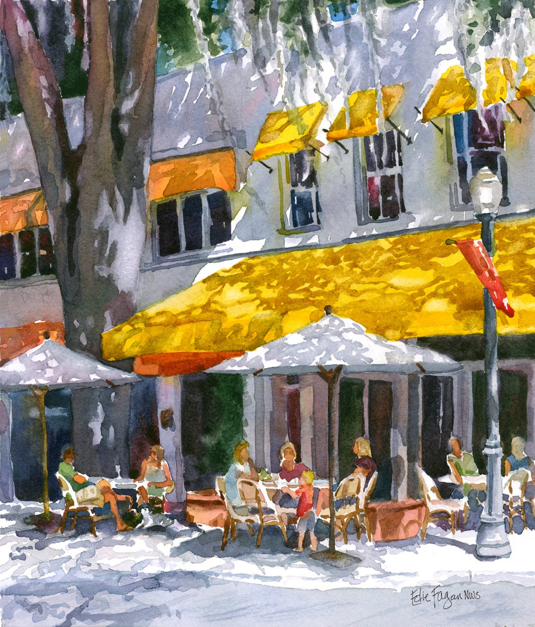 Winter Park Florida Painting, Winter Park Street Scene, People Under