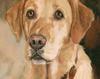 Yellow Lab Watercolor Giclee Print: Labrador Retriever Art