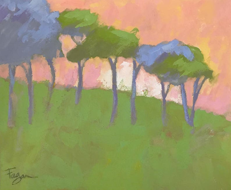 Painting of Trees California Trees Original Mixed Media Etsy