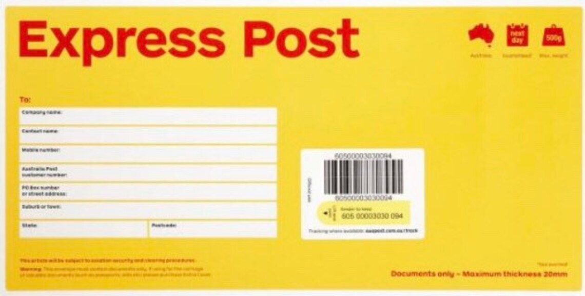 Express Post Tracked Postage Etsy