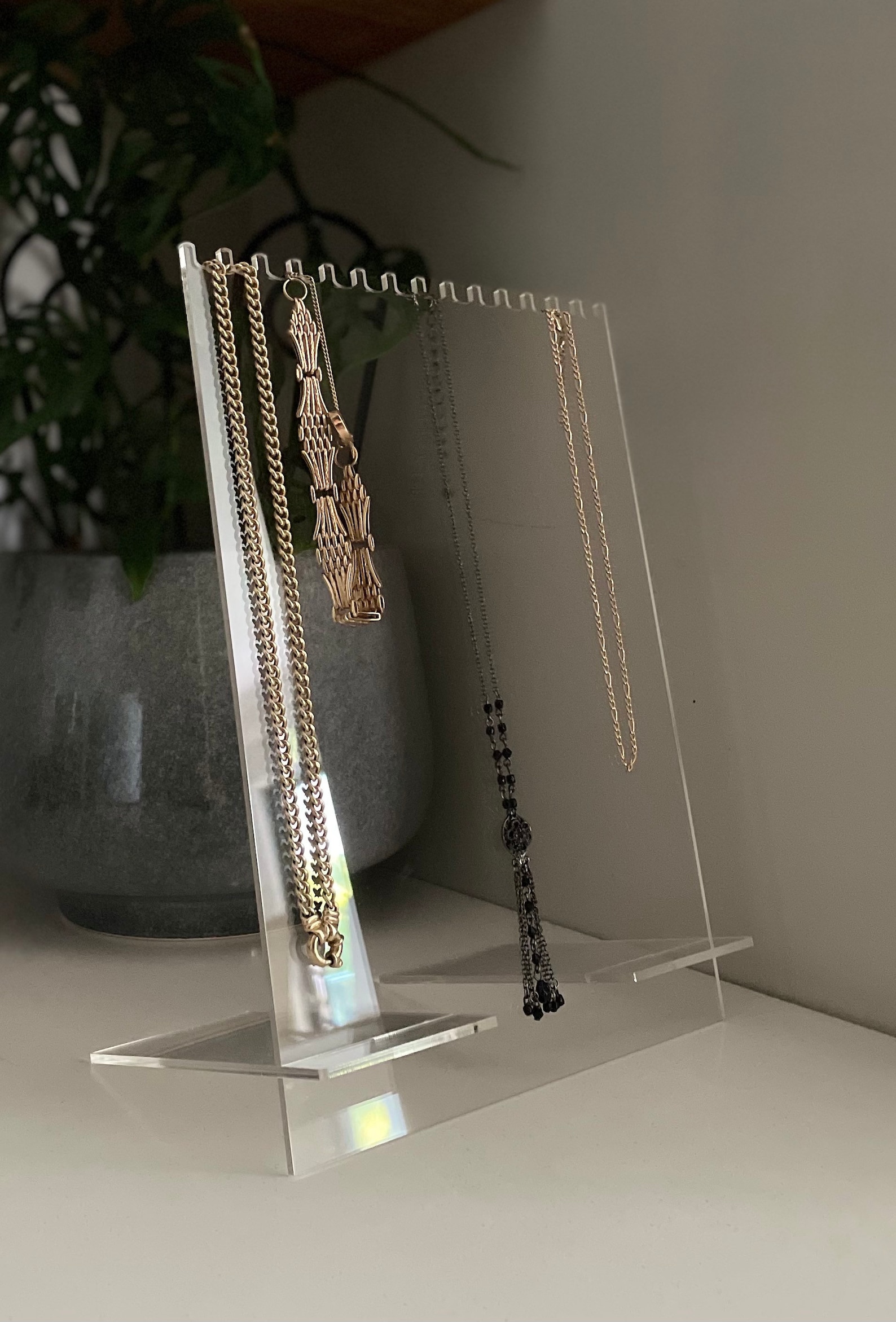 Clear Acrylic Necklace Display Stand Holder Etsy UK