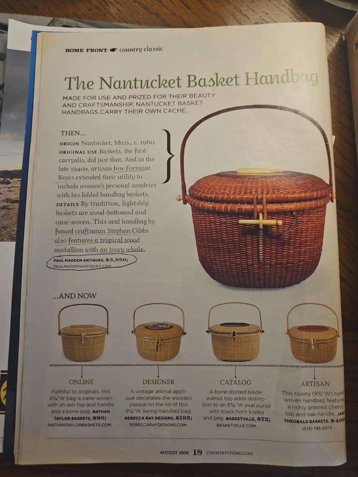 Vintage Nantucket Basket Handbag W/handle & Whale Adornment by