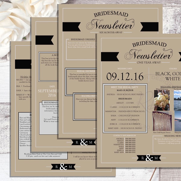 Bridesmaid Newsletter Template Etsy