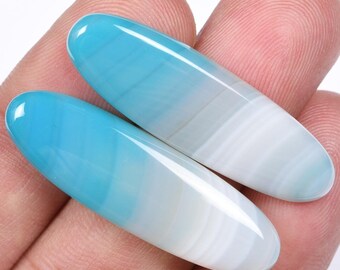 AAA Natural Banded Agate Pair Cabochons-Agate Pair Beads