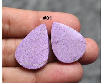 Lilac Purple Natural Stichtite Cabochon Pair-Tasmanian Stone-Tasmanian Stichtite-Australian Stichtite Cabs Pair-Healing Stone