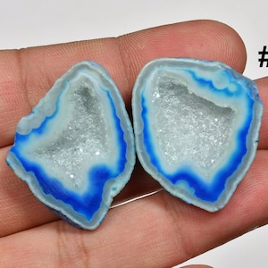 Blå agat Druzy geode parpärlor