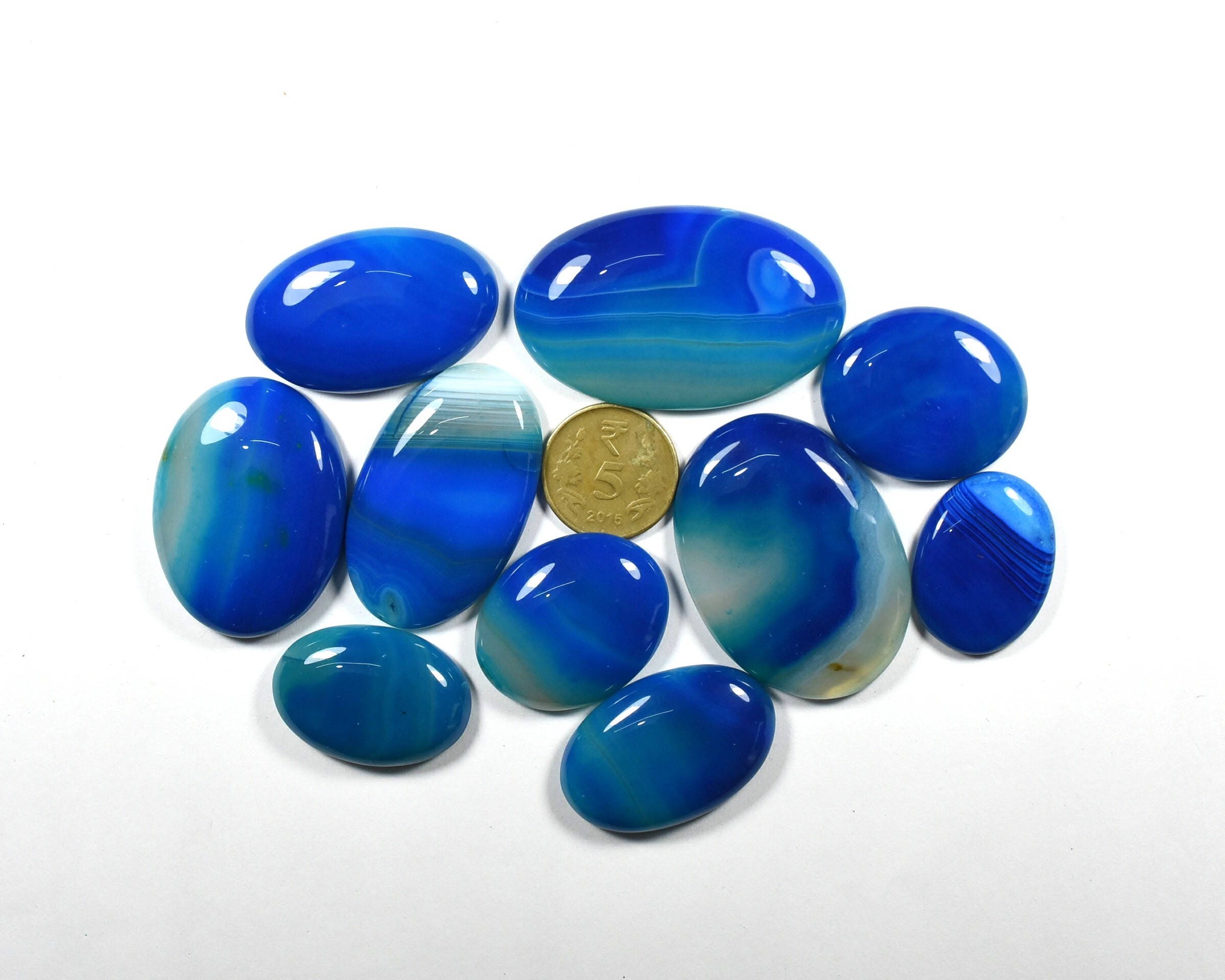 10 Pcs Lot Sky Blue Crazy Lace Agate/Blue Botswana Agate Etsy