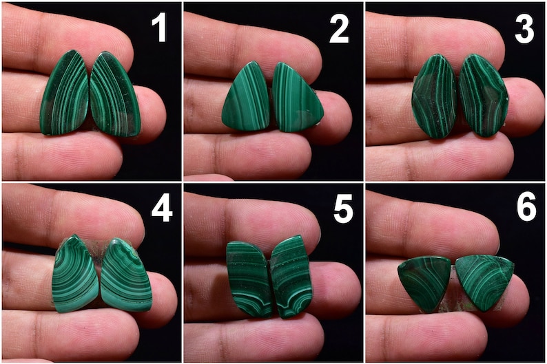 Natural Malachite Fancy Pair Cabochon For Earrings MPL6