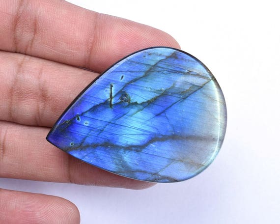 Labradorite de feu bleu fort fort fort naturel poire Cabochon lâche Pierre pour les bijoux faits main 34x46x7mm 81 Cts (8750-59) aba75c Labradorite de feu bleu fort fort fort naturel poire Cabochon lâche Pierre pour les bijoux faits main 34x46x7mm 81 Cts (8750-59) aba75c