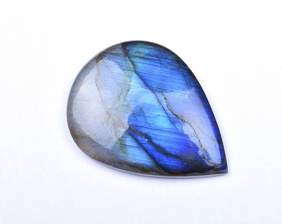 Labradorite de feu bleu fort fort fort naturel poire Cabochon lâche Pierre pour les bijoux faits main 34x46x7mm 81 Cts (8750-59) aba75c Labradorite de feu bleu fort fort fort naturel poire Cabochon lâche Pierre pour les bijoux faits main 34x46x7mm 81 Cts (8750-59) aba75c