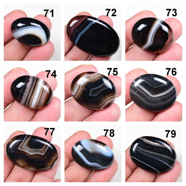 Natural Black BANDED AGATE Cabochon (71-133)