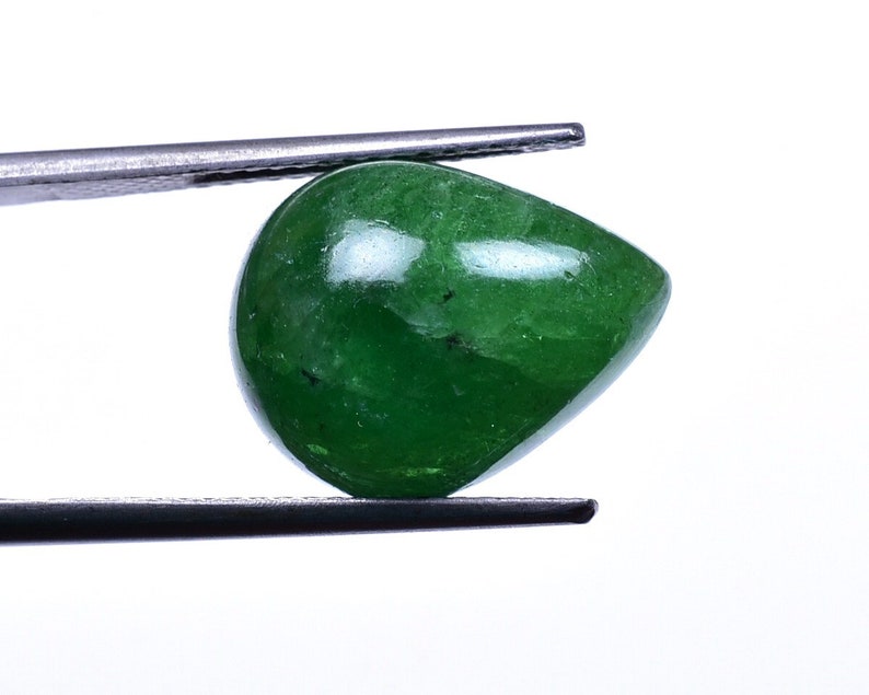 Rare Big Size Tsavorite Green Garnet Smooth Pear Cabochon Loose Gemstone 12x15x8mm 11.60 Cts 8926-28